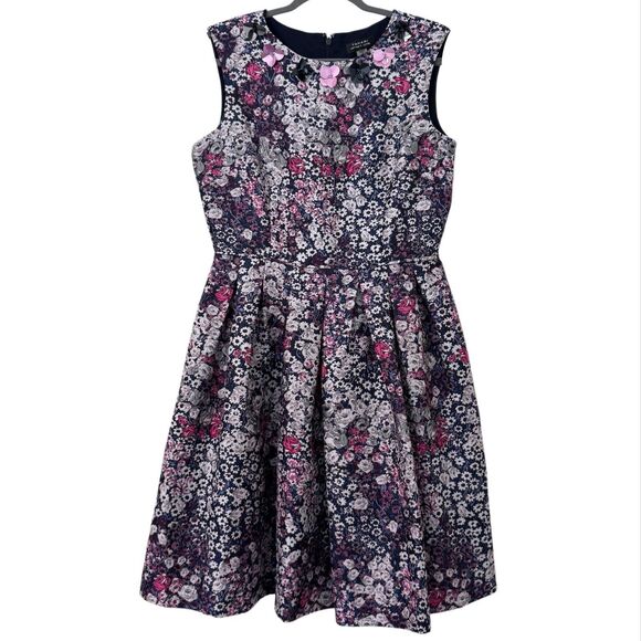 Tahari Floral Sleeveless Fit & Flare Dress Womens Size 10 Cocktail Party Wedding - Picture 1 of 7